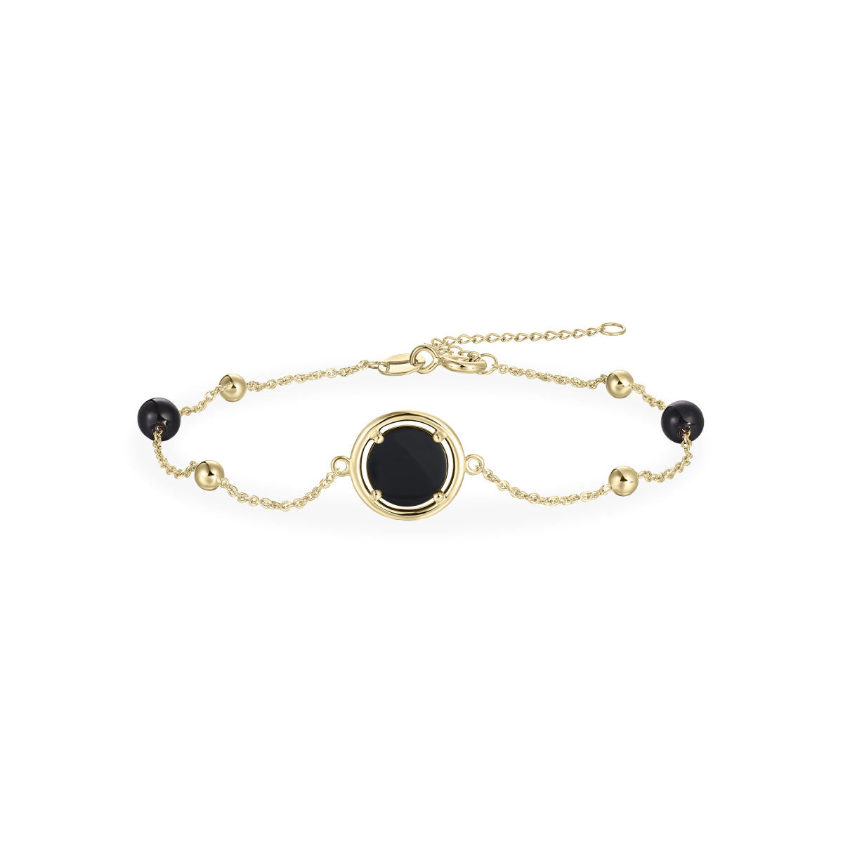 Gisser Armband 14K Geelgoud Agaat Zwart 17+3 cm – VGB016Z
