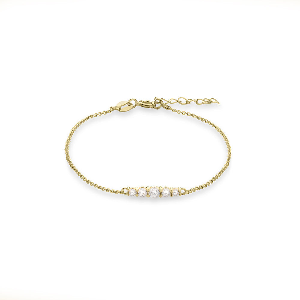 Gisser Armband 14K Geelgoud Zirkonia Wit 17+3 cm – VGB019