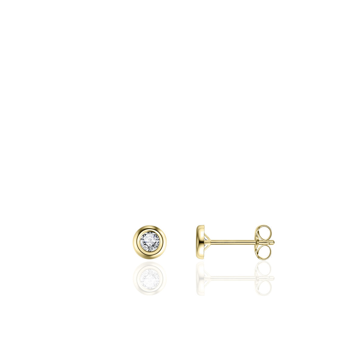 Gisser Oorbellen 14K Geelgoud Zirkonia Wit – VGE009/2