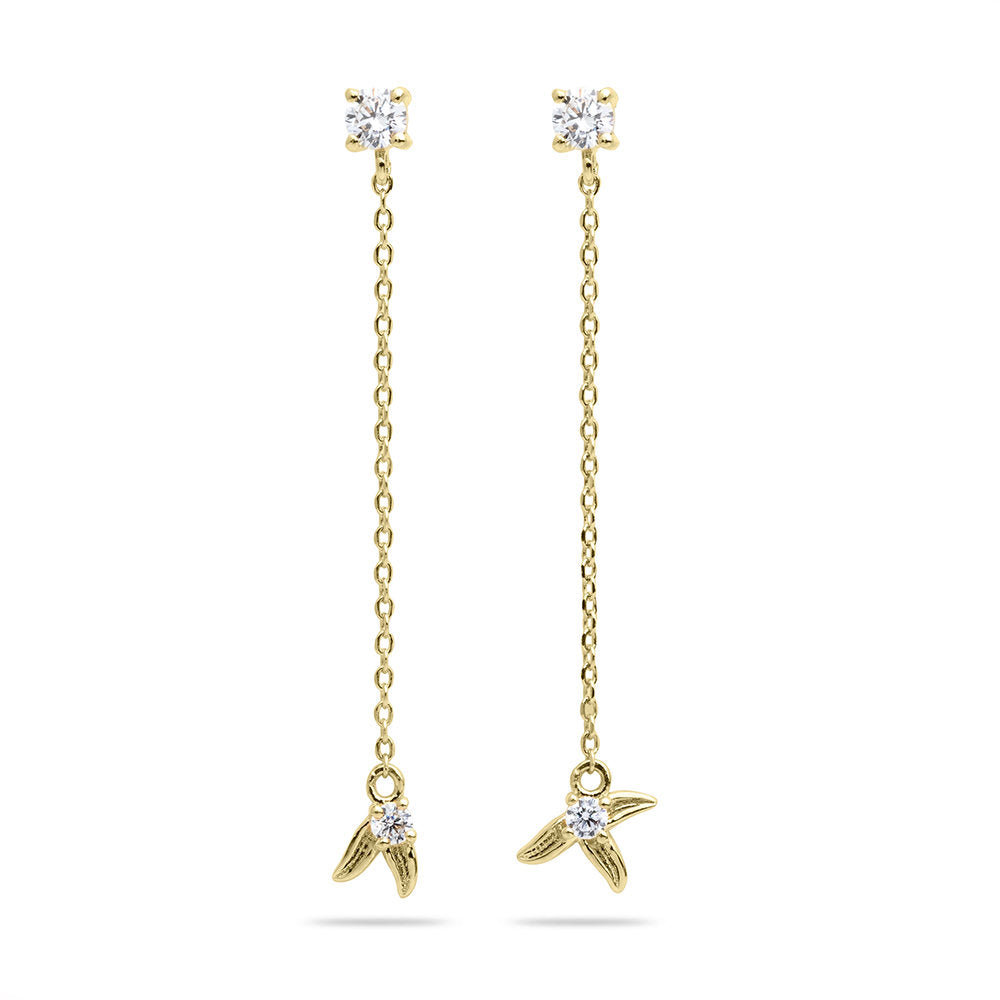 Gisser Oorbellen 14K Geelgoud Zirkonia Wit – VGE041