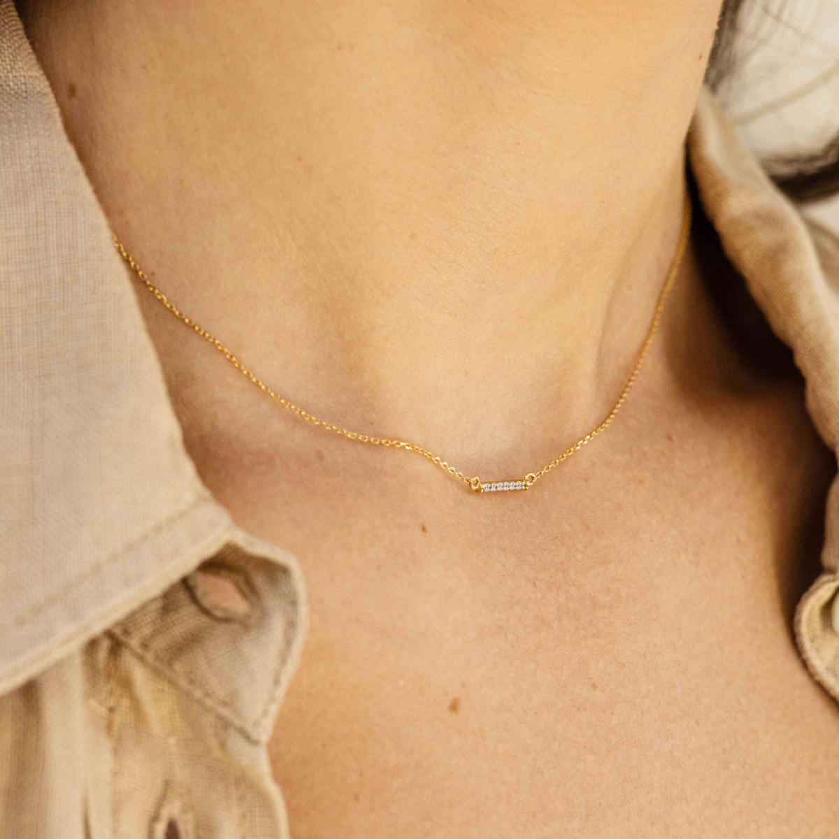 Gisser Ketting 14K Geelgoud Zirkonia Wit 38+4 cm – VGN009 – foto 2