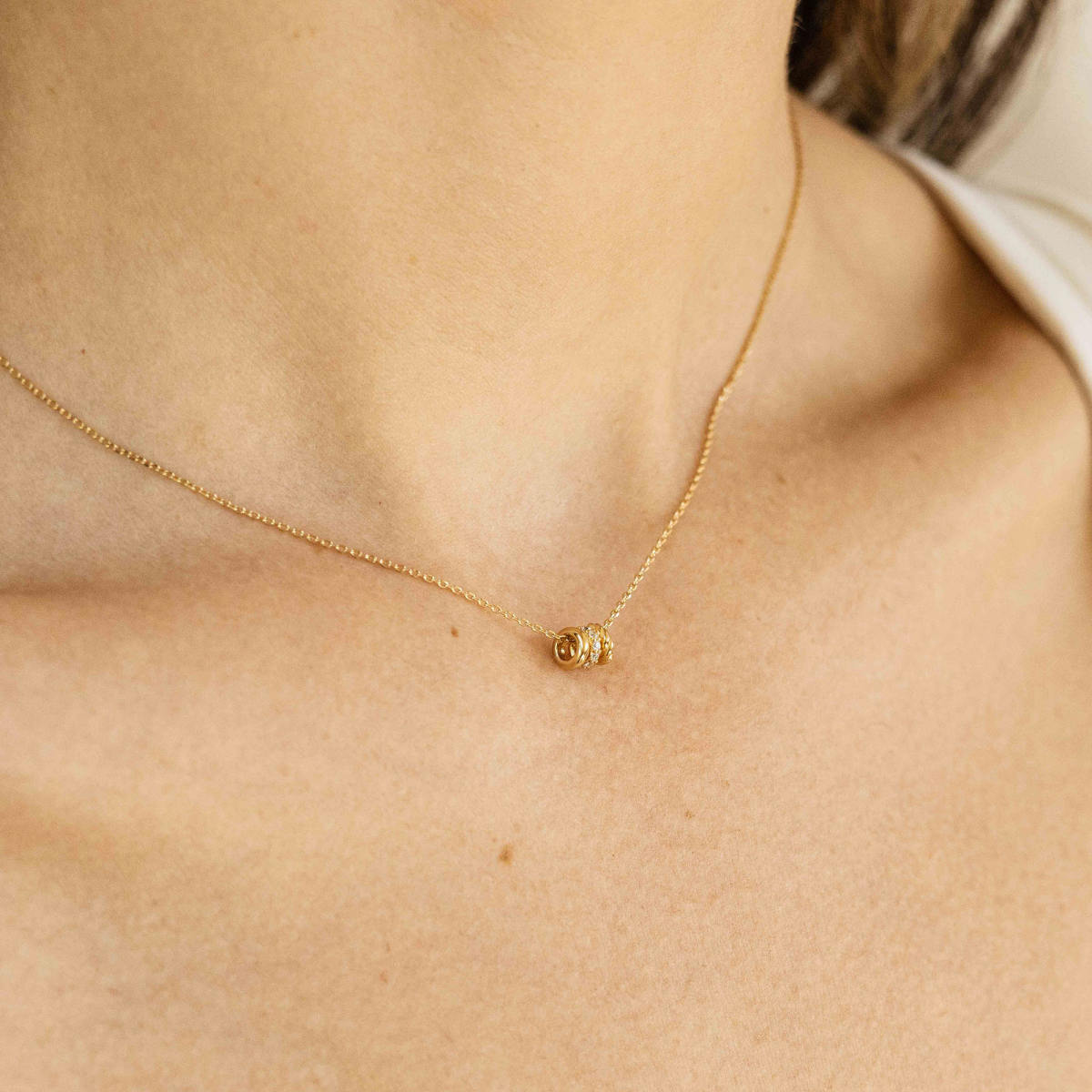 Gisser Ketting 14K Geelgoud Zirkonia Wit 42+3 cm – VGN022 – foto 2
