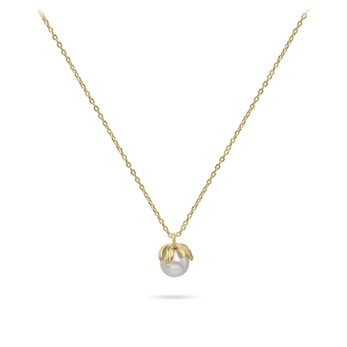 Gisser Ketting 14K Geelgoud Synthetische parel Wit 42+3 cm – VGN023