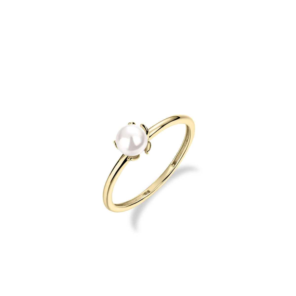 Gisser Ring 14K Geelgoud Synthetische parel Wit – VGR038