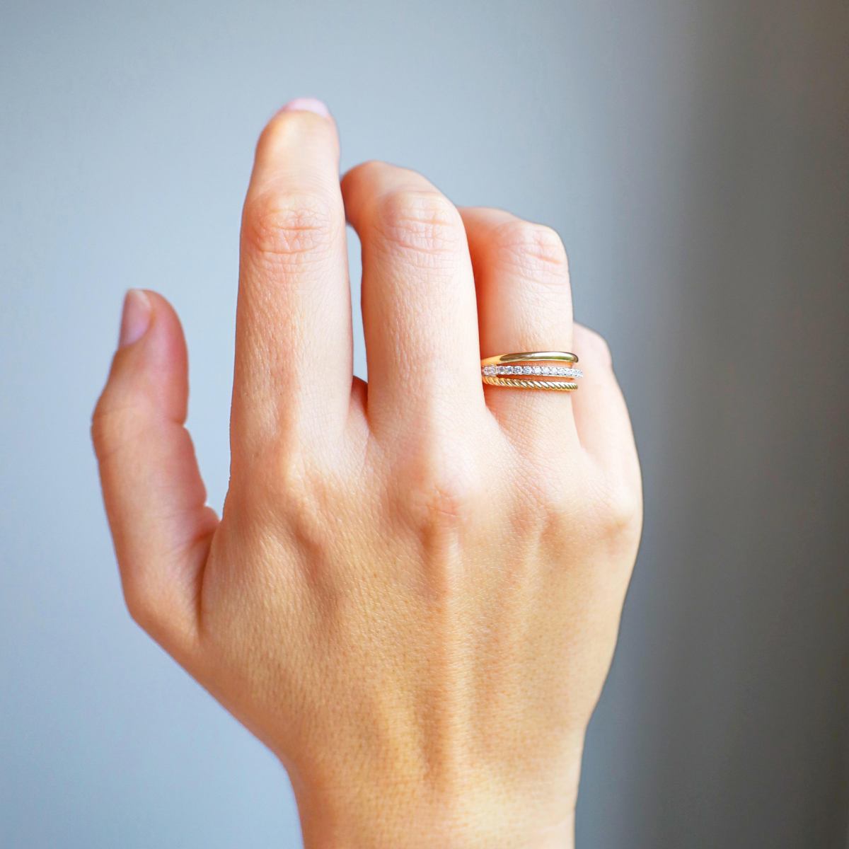Gisser Ring 14K Geelgoud Zirkonia Wit – VGR046 – foto 2