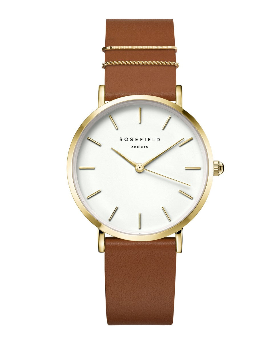 Rosefield horloge WWCG-W86 The West Village Blush Cognac Gold  - PansiteNederland.nl