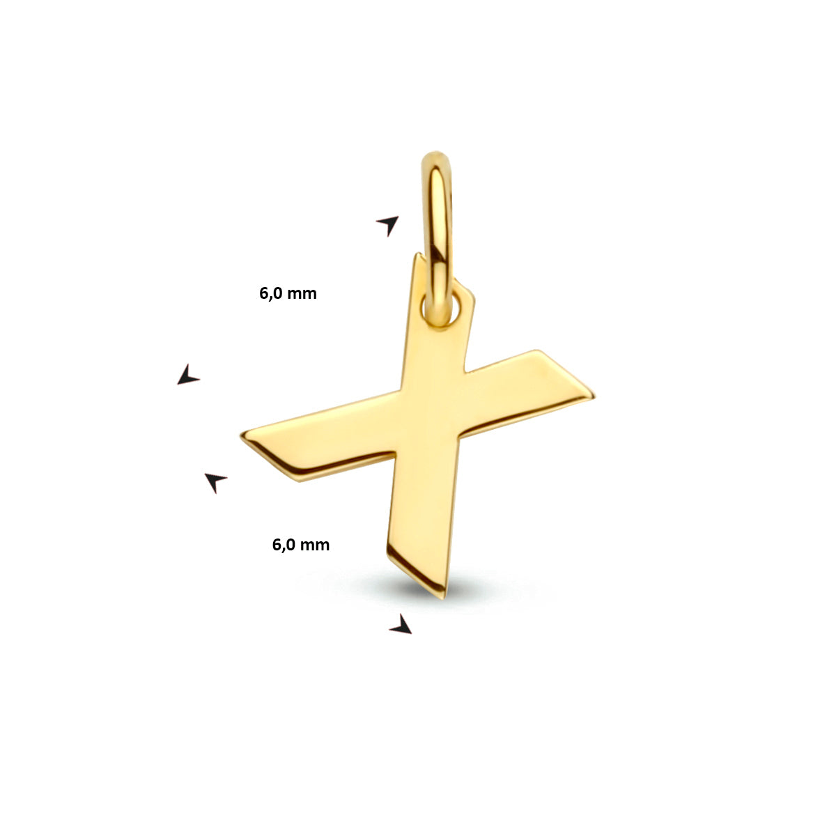Hanger letter X 6 mm 14K geelgoud #Letter_X