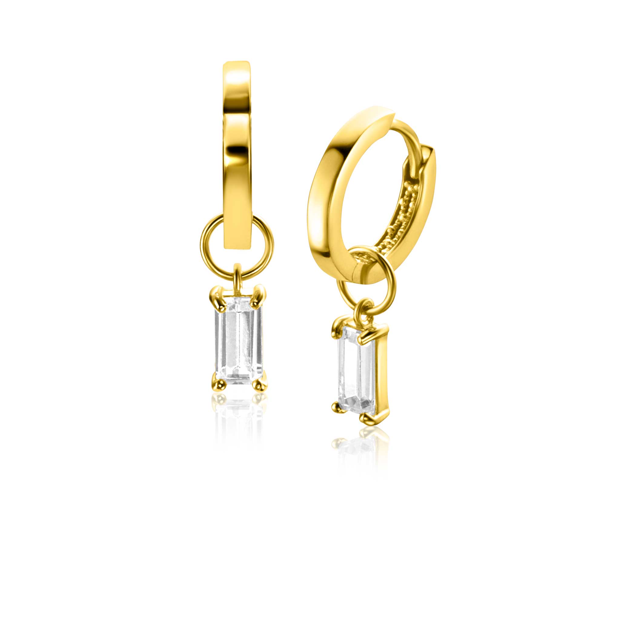 ZINZI 14K Gouden Oorbedels met Witte Zirkonia ZGCH424