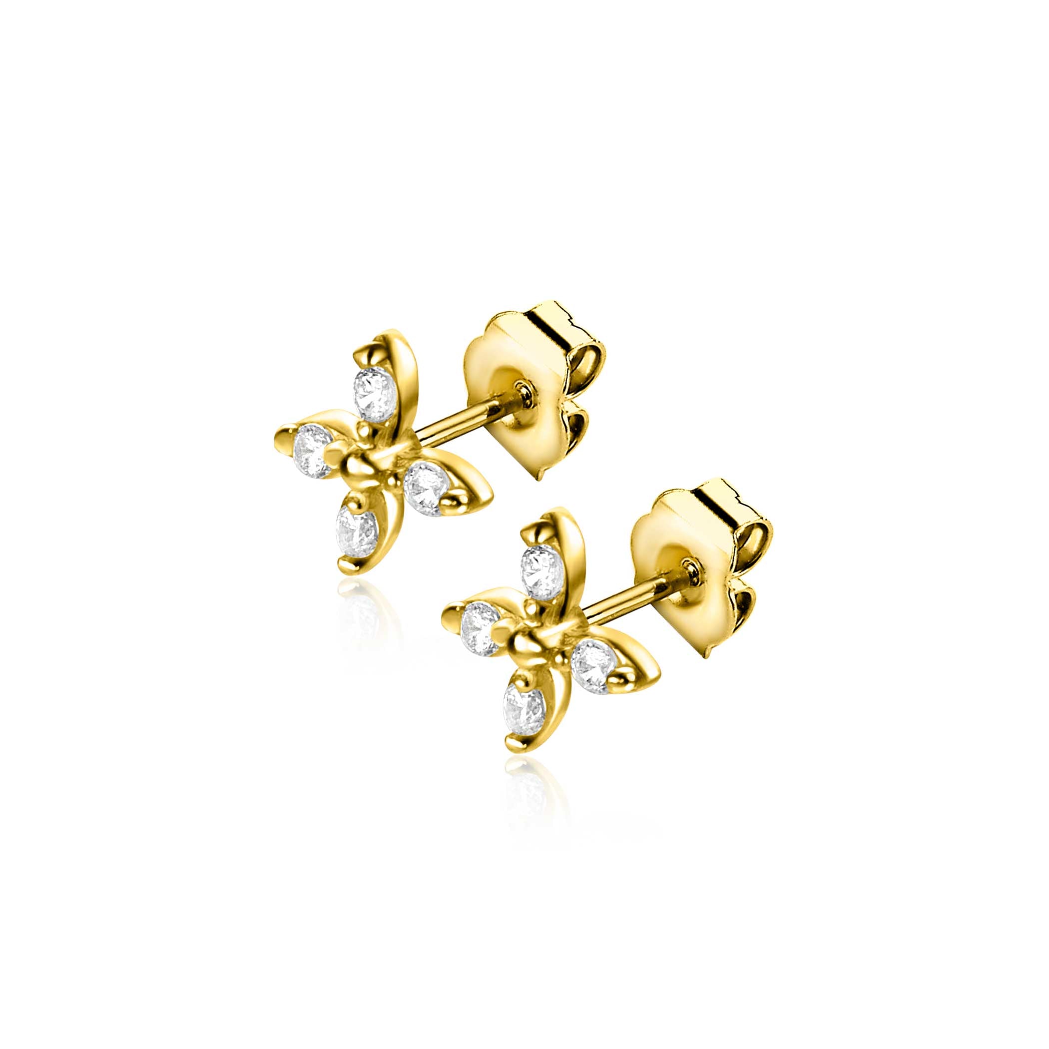 ZINZI 14K Gouden Oorknoppen met Witte Zirkonia ZGO519 oorbellen