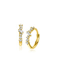 Zinzi Gold 14 krt gouden oorringen met rechthoekige baguette geslepen zirkonia en zes ronde witte zirkonia's, met luxe klapsluiting 13 x 2mm ZGO528