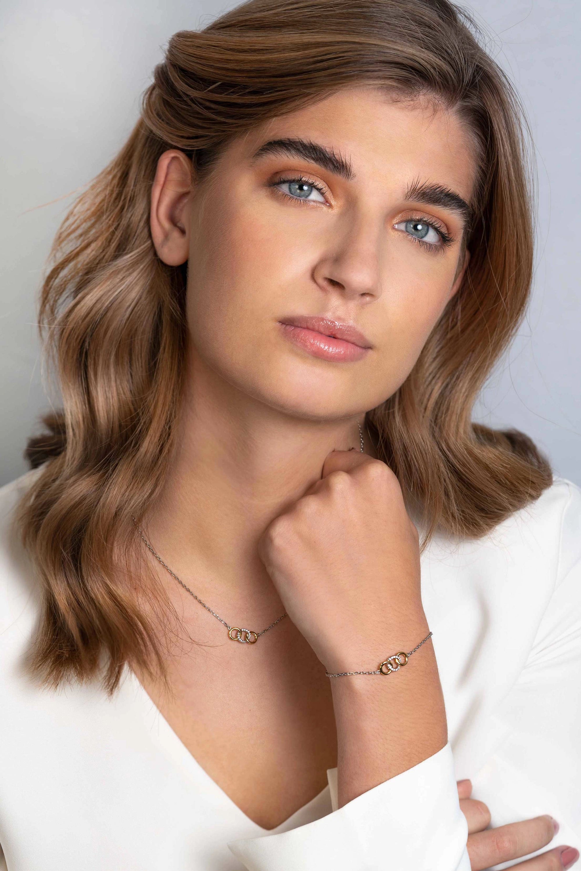 ZINZI Verguld Zilveren Armband met Witte Zirkonia ZIA2045Y