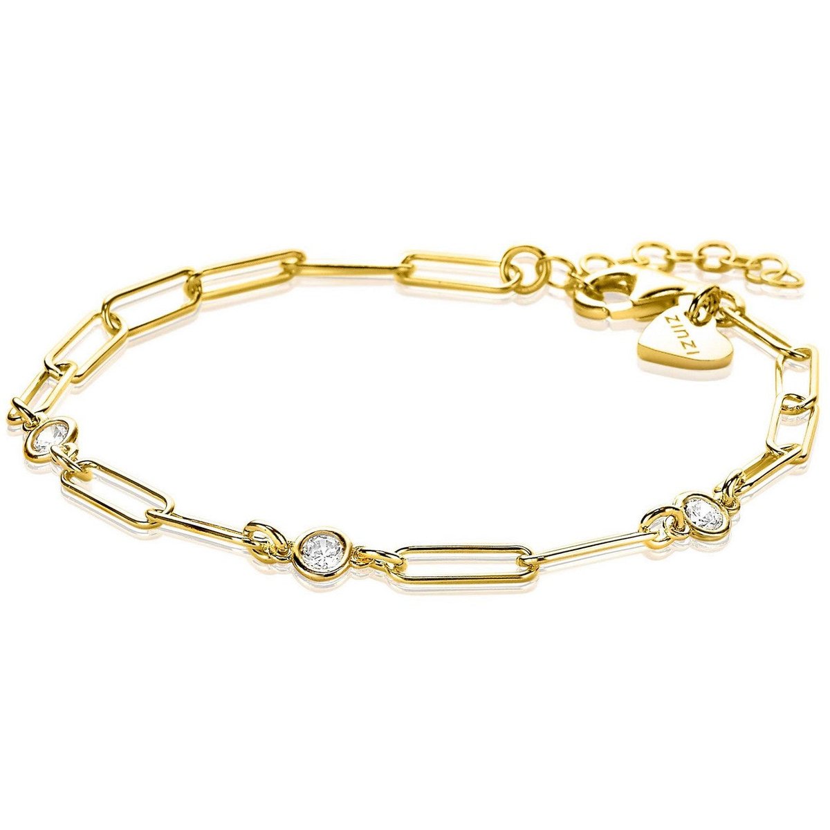 ZINZI Verguld Zilveren Armband met Witte Zirkonia - ZIA2079Y