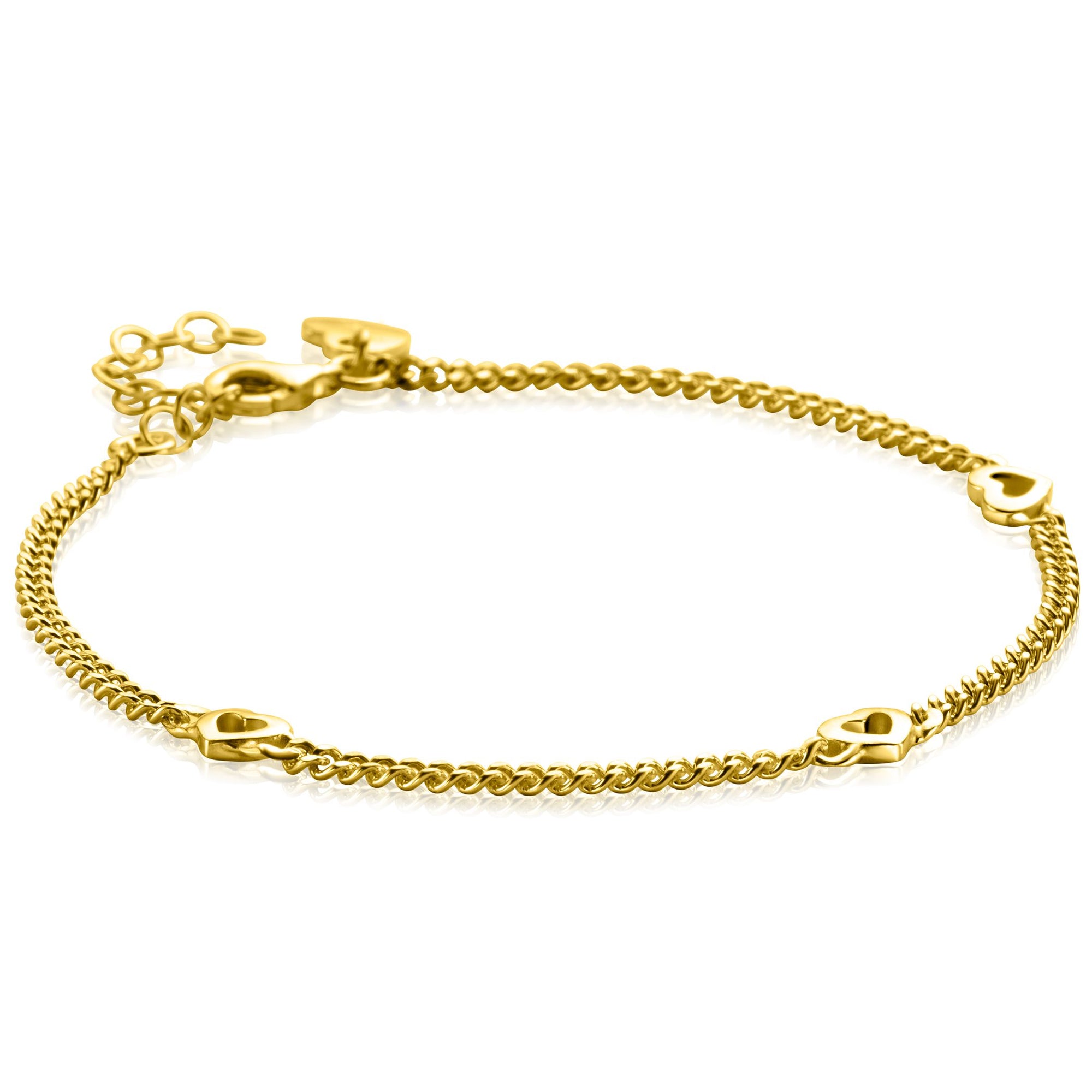 Zinzi Goud Verguld Zilveren Gourmet Armband met Hartjes | 17-20cm ZIA2409G, exclusief en kwalitatief hoogwaardig. Ontdek nu!