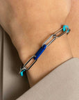 Zinzi Zilveren Armband met Paperclip-Schakels | Turquoise en Lapis 19cm ZIA2456, exclusief en kwalitatief hoogwaardig. Ontdek nu!