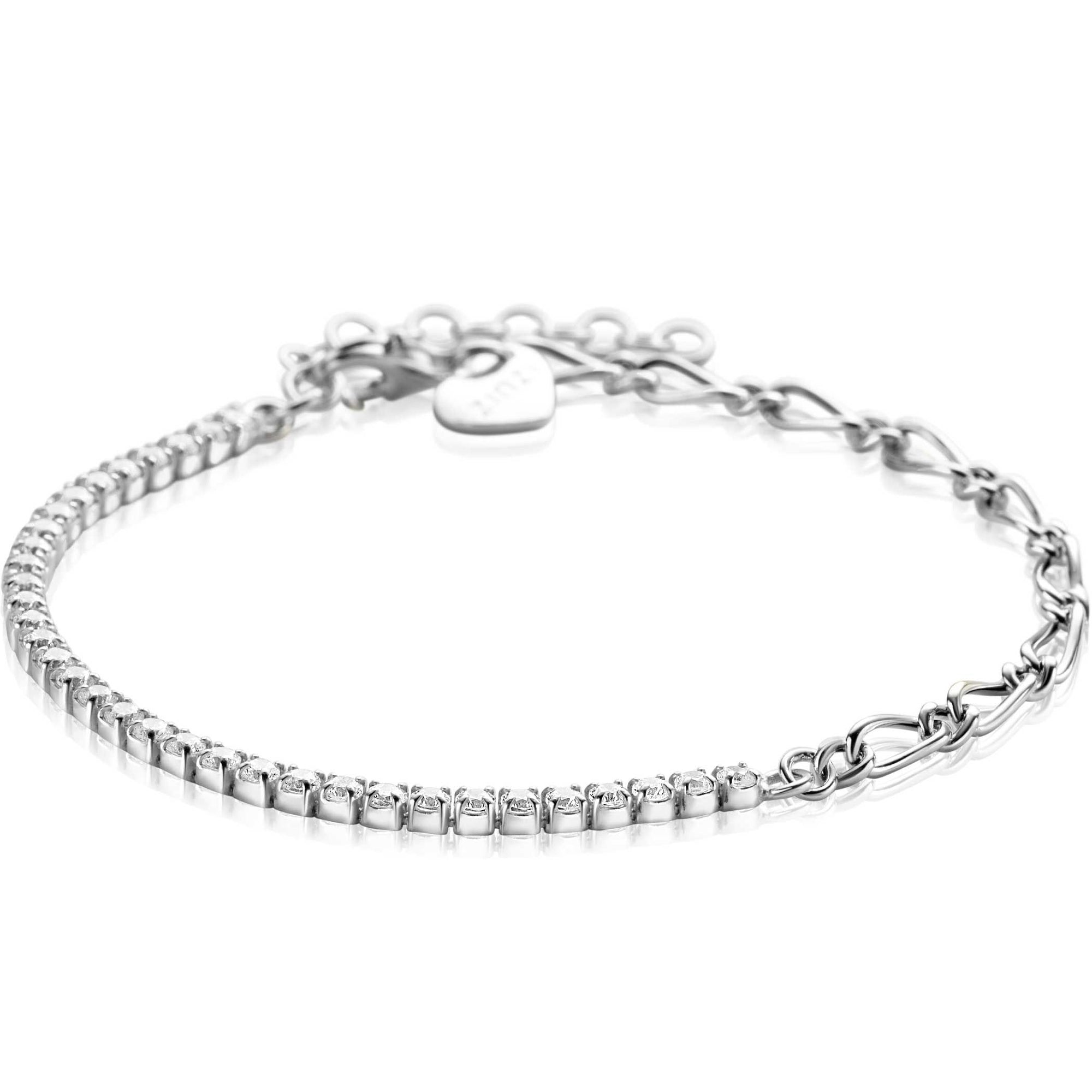 Zinzi Zilveren Armband met Half Schakels en Half Zirkonia's ZIA2460, exclusief en kwalitatief hoogwaardig. Ontdek nu!