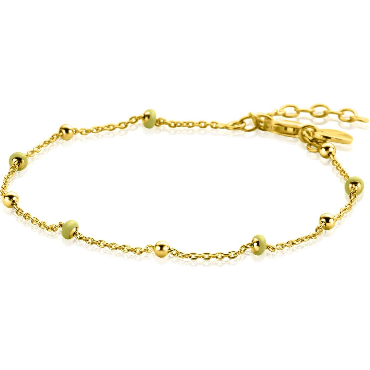 ZINZI gold plated zilveren fantasie armband glanzende bolletjes 17-19,5cm - ZIA2508