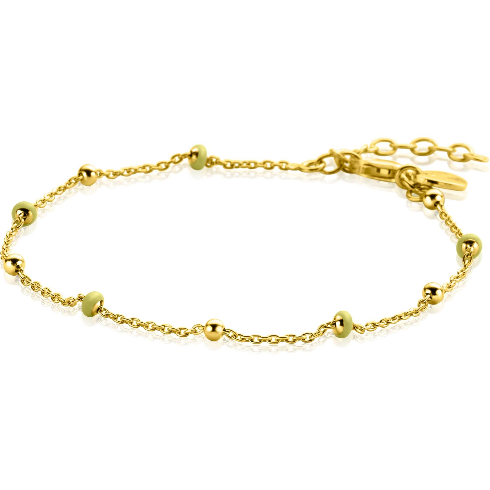 ZINZI gold plated zilveren fantasie armband glanzende bolletjes 17-19,5cm ZIA2508