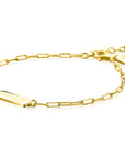 ZINZI gold plated zilveren armband met paperclip-schakels en glanzend rechthoekig plaatje om te graveren 16,5-19,5cm ZIA2530G - PansiteNederland.nl