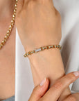 ZINZI gold plated zilveren schakel armband met een ronde schakel bezet met witte zirkonia's 6mm breed 19cm ZIA2664 - PansiteNederland.nl