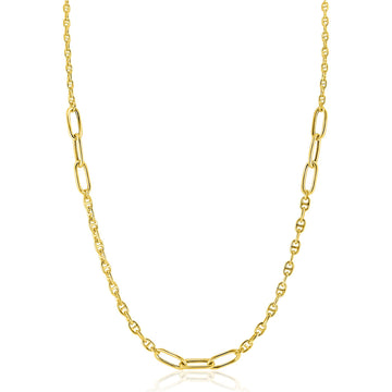 ZINZI gold plated zilveren marine schakel ketting 42-45cm ZIC2413G