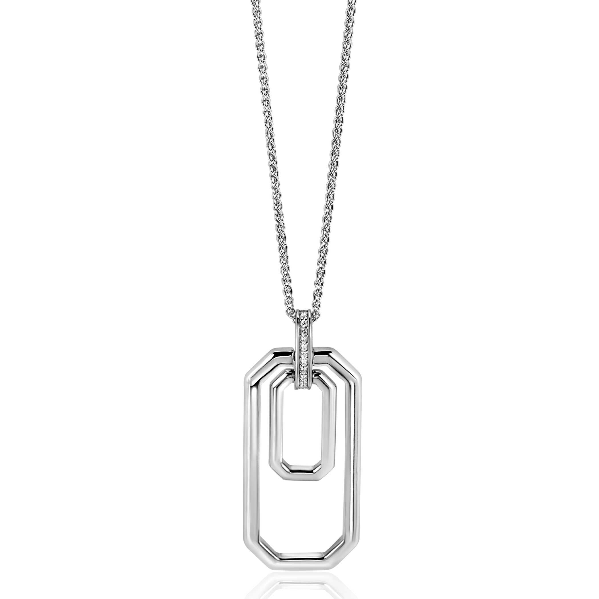 ZINZI Zilveren Ketting met Witte Zirkonia - ZIC2494