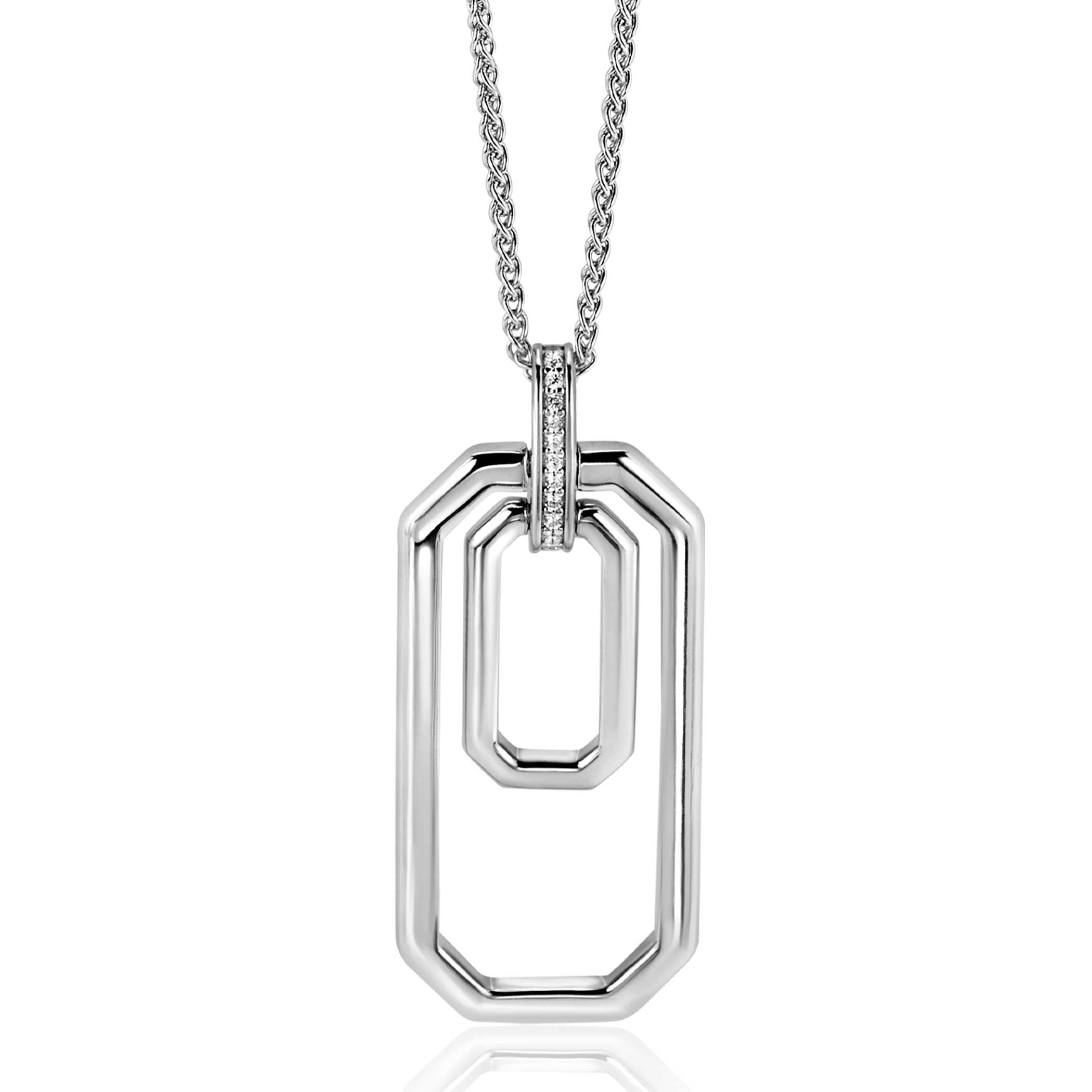 ZINZI Zilveren Ketting met Witte Zirkonia - ZIC2494