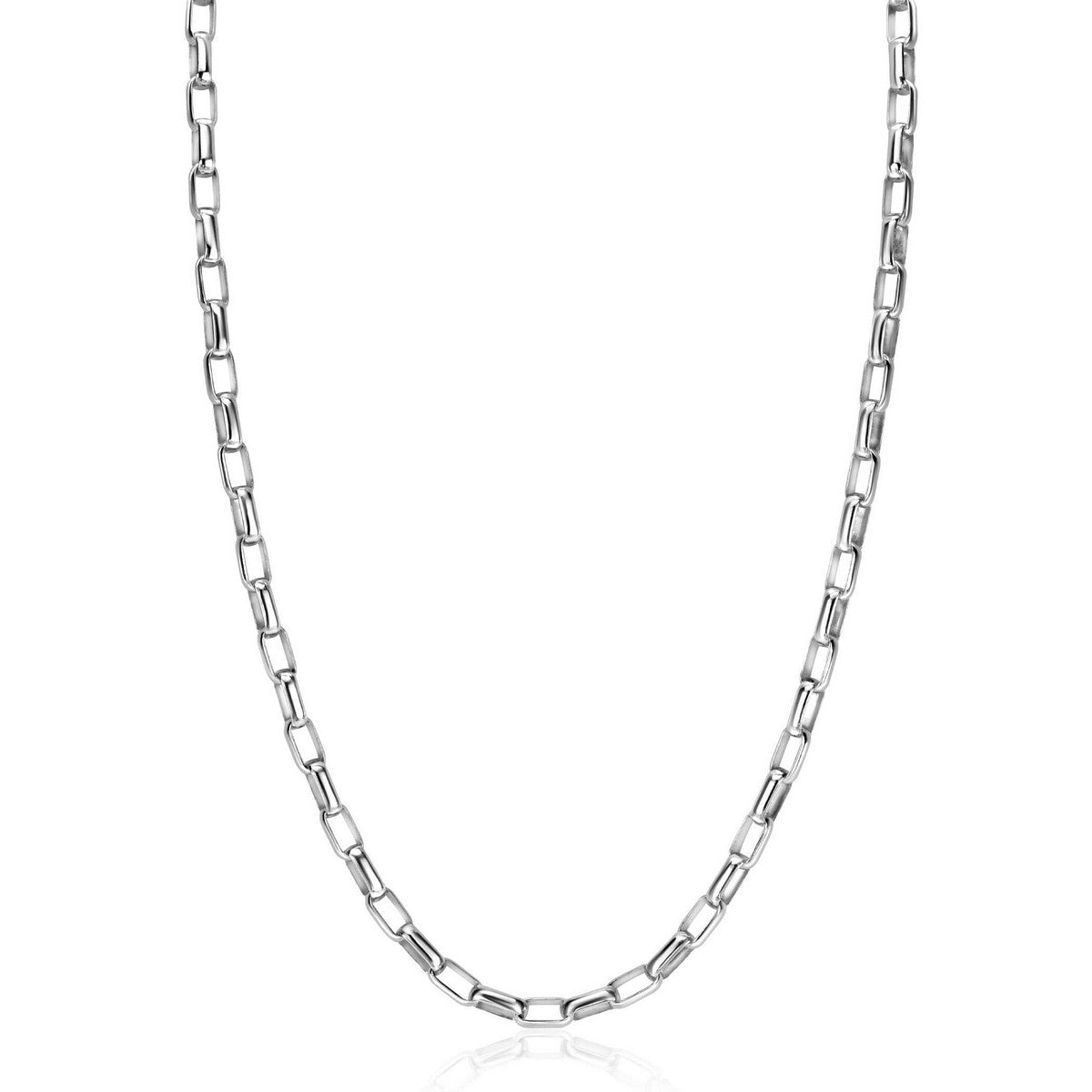 ZINZI zilveren stoere schakelketting 45cm met rechthoekige schakels 3,8mm breed ZIC2514 - PansiteNederland.nl