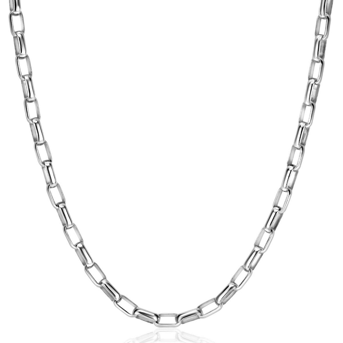 ZINZI zilveren stoere schakelketting 45cm met rechthoekige schakels 3,8mm breed ZIC2514 - PansiteNederland.nl