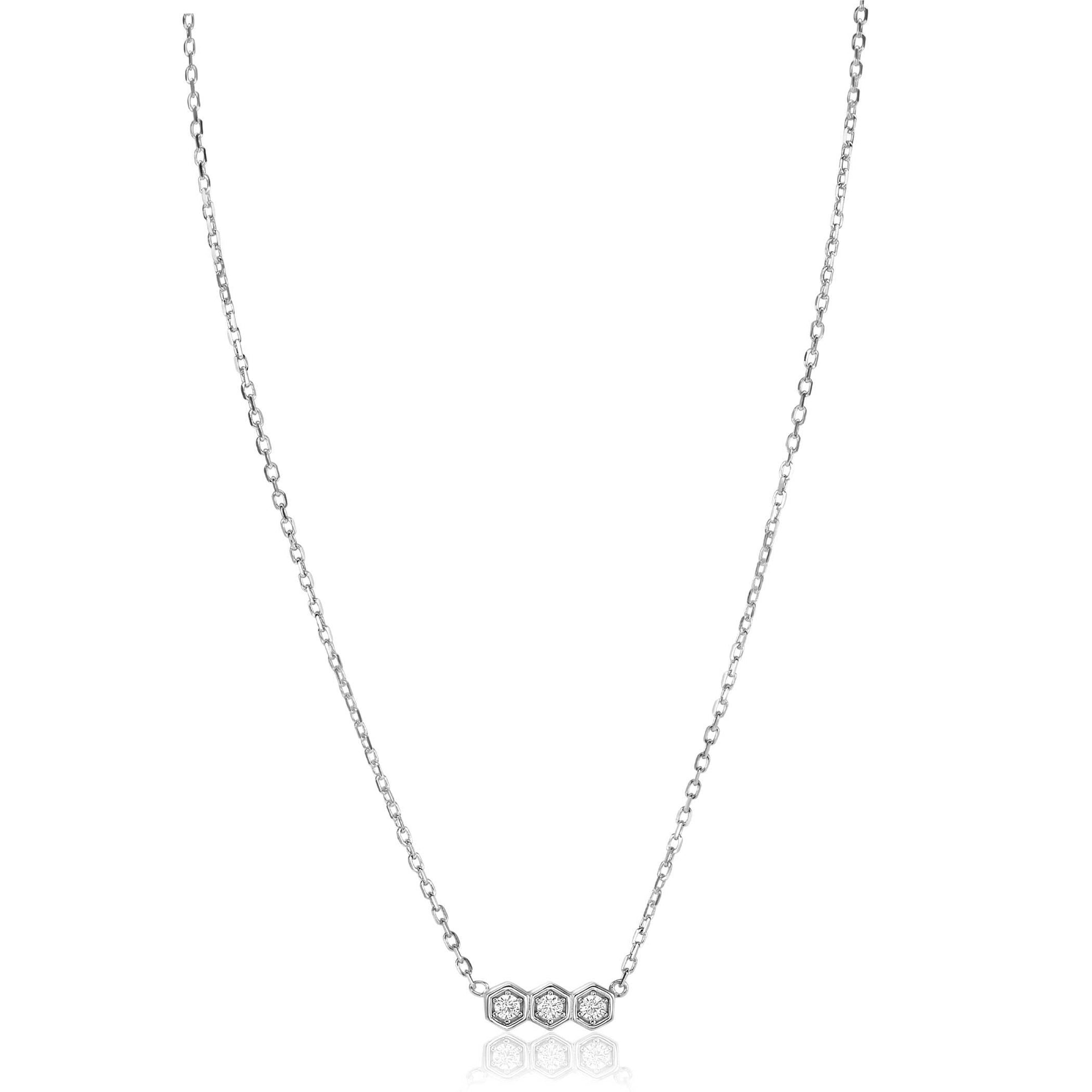 ZINZI zilveren ketting met drie zeshoek-zettingen bezet met witte zirkonia's 42-45cm ZIC2543 - PansiteNederland.nl