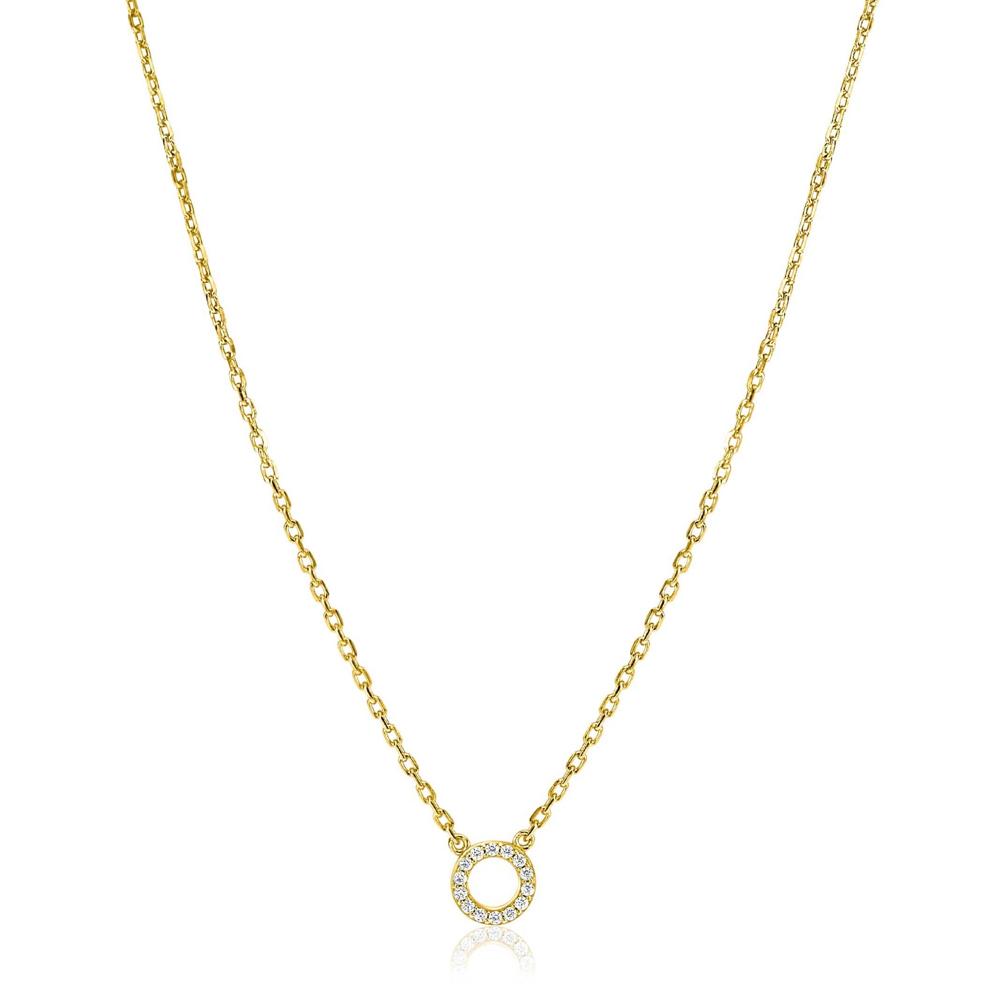 Zinzi Gold Plated Zilveren Ketting met Open Rondje en Witte Zirkonia's 45cm ZIC2550Y, exclusief en kwalitatief hoogwaardig. Ontdek nu!