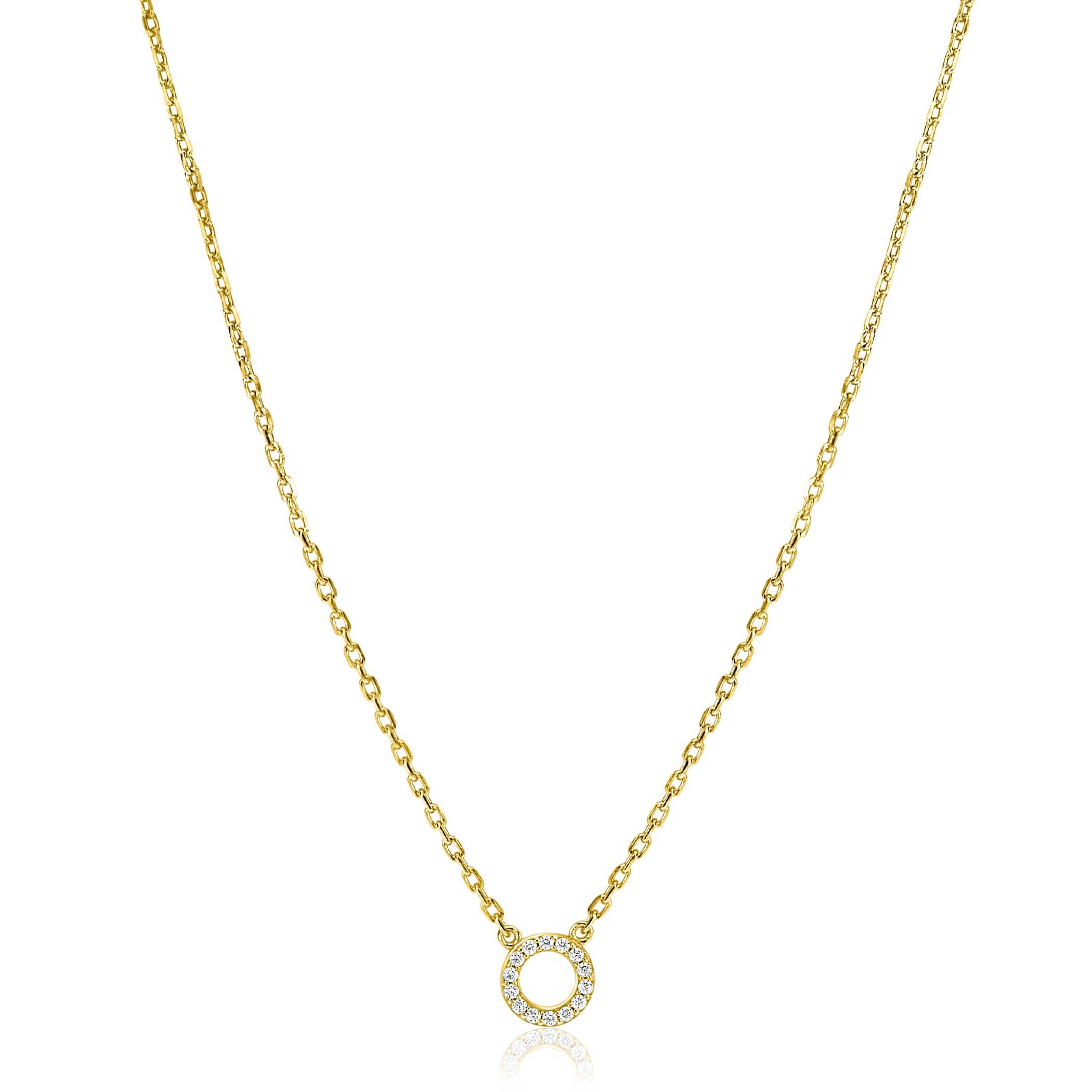 ZINZI Verguld Zilveren Ketting met Witte Zirkonia - ZIC2550Y