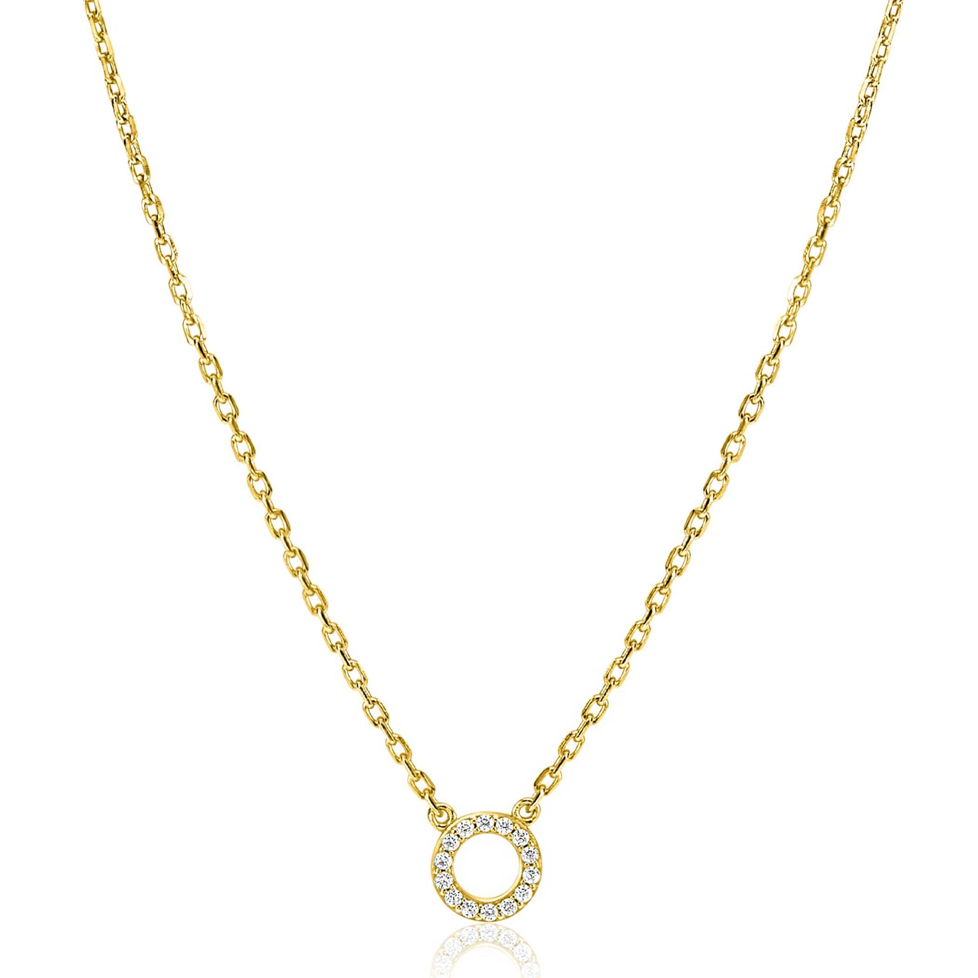 Zinzi Gold Plated Zilveren Ketting met Open Rondje en Witte Zirkonia&#39;s 45cm ZIC2550Y, exclusief en kwalitatief hoogwaardig. Ontdek nu!