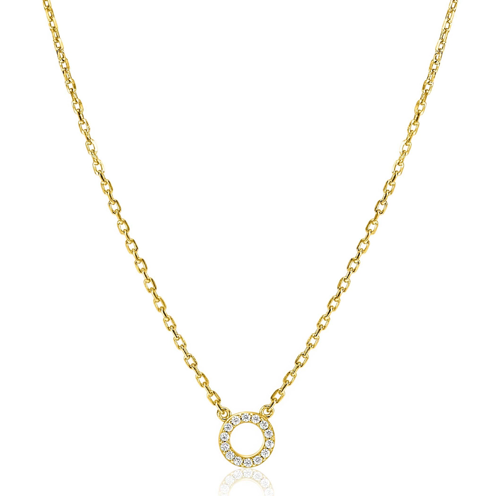 Zinzi Gold Plated Zilveren Ketting met Open Rondje en Witte Zirkonia's 45cm ZIC2550Y, exclusief en kwalitatief hoogwaardig. Ontdek nu!