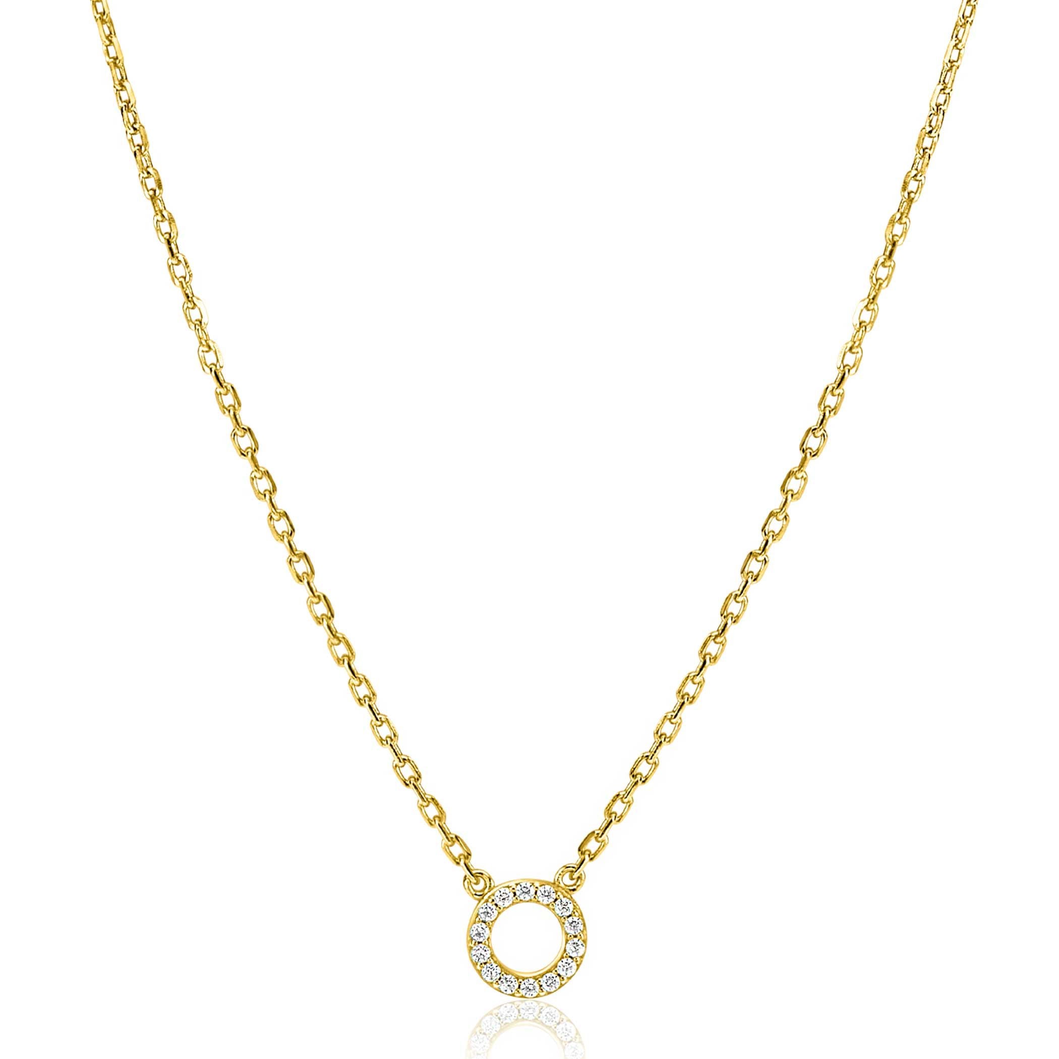 ZINZI Verguld Zilveren Ketting met Witte Zirkonia - ZIC2550Y