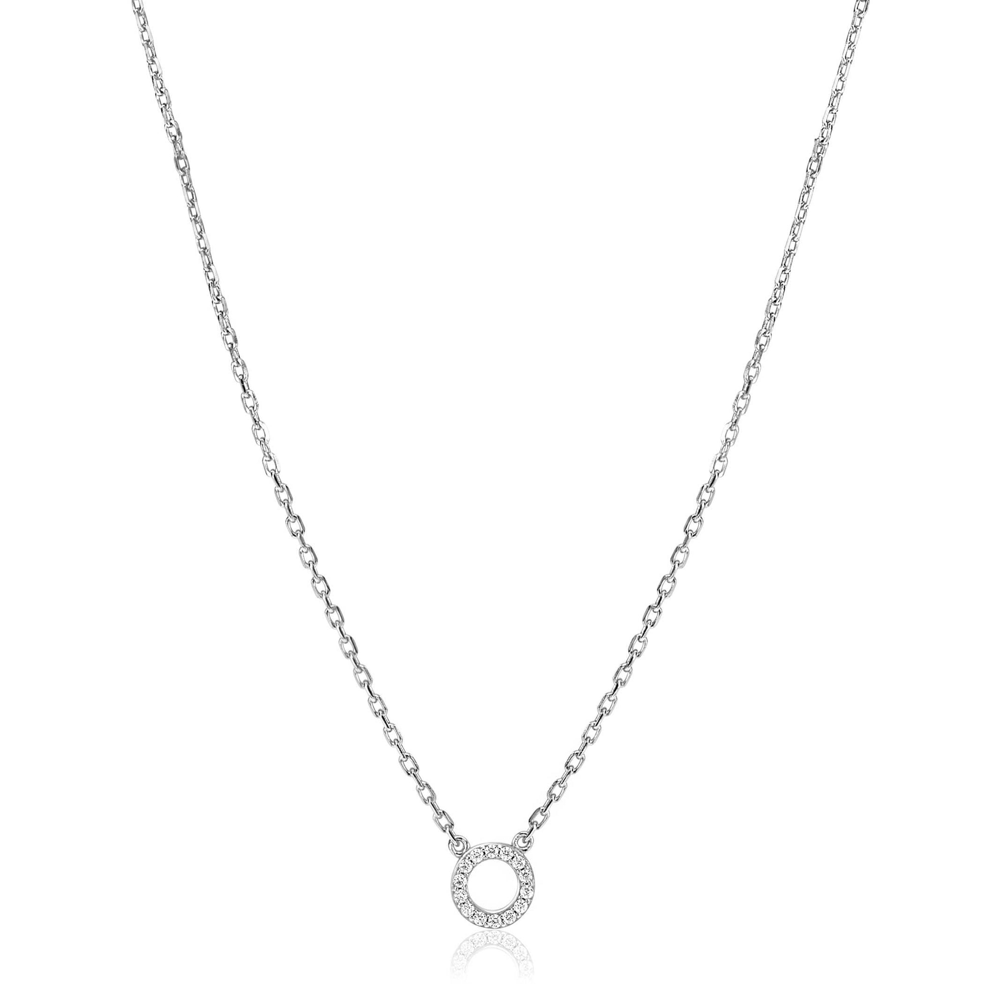 Zinzi Zilveren Ketting met Open Rondje en Witte Zirkonia's 45cm ZIC2550, exclusief en kwalitatief hoogwaardig. Ontdek nu!