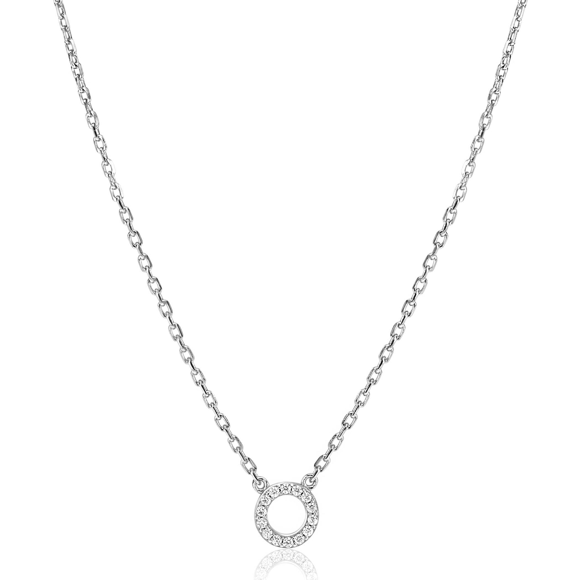 Zinzi Zilveren Ketting met Open Rondje en Witte Zirkonia's 45cm ZIC2550, exclusief en kwalitatief hoogwaardig. Ontdek nu!
