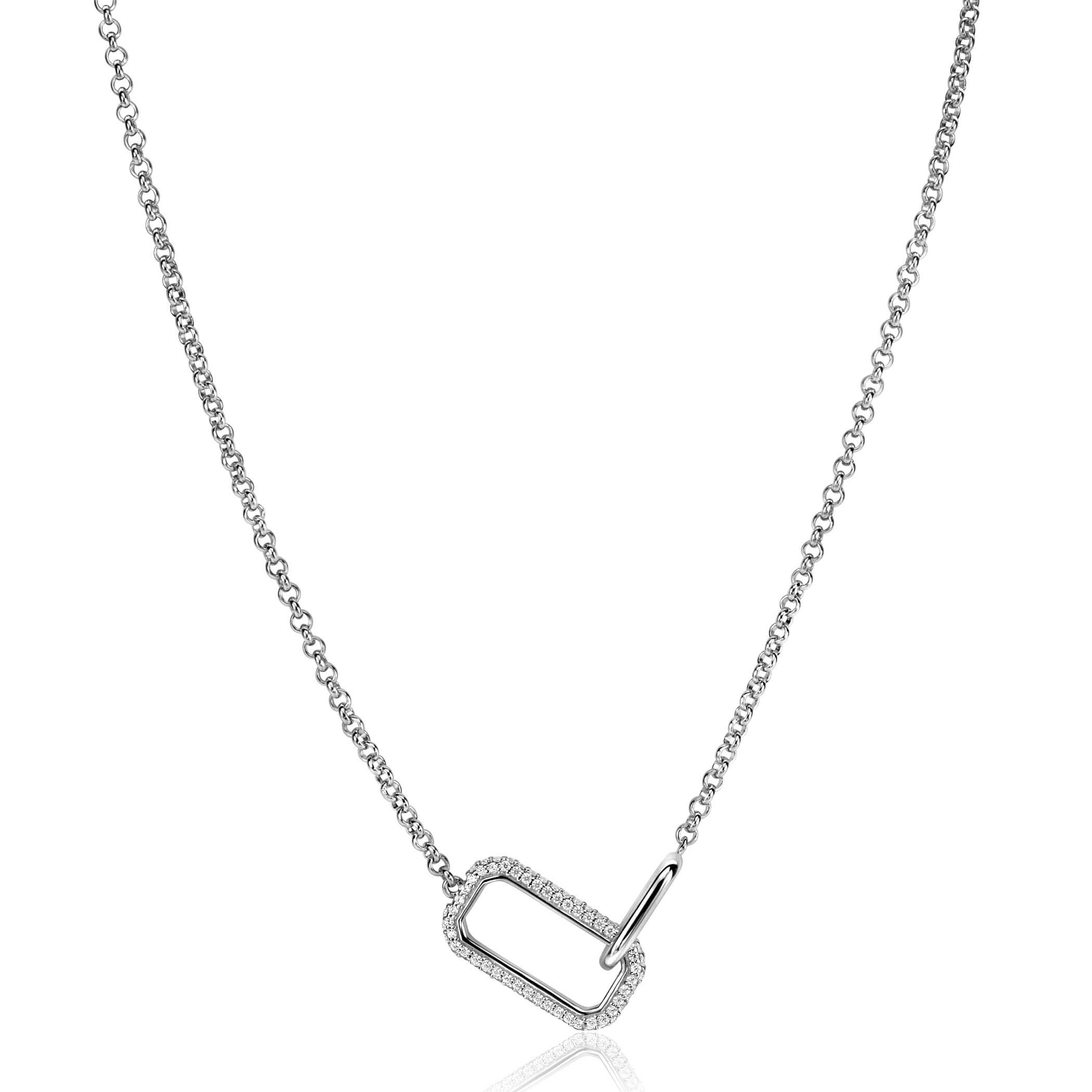 ZINZI Zilveren Ketting met Witte Zirkonia - ZIC2551