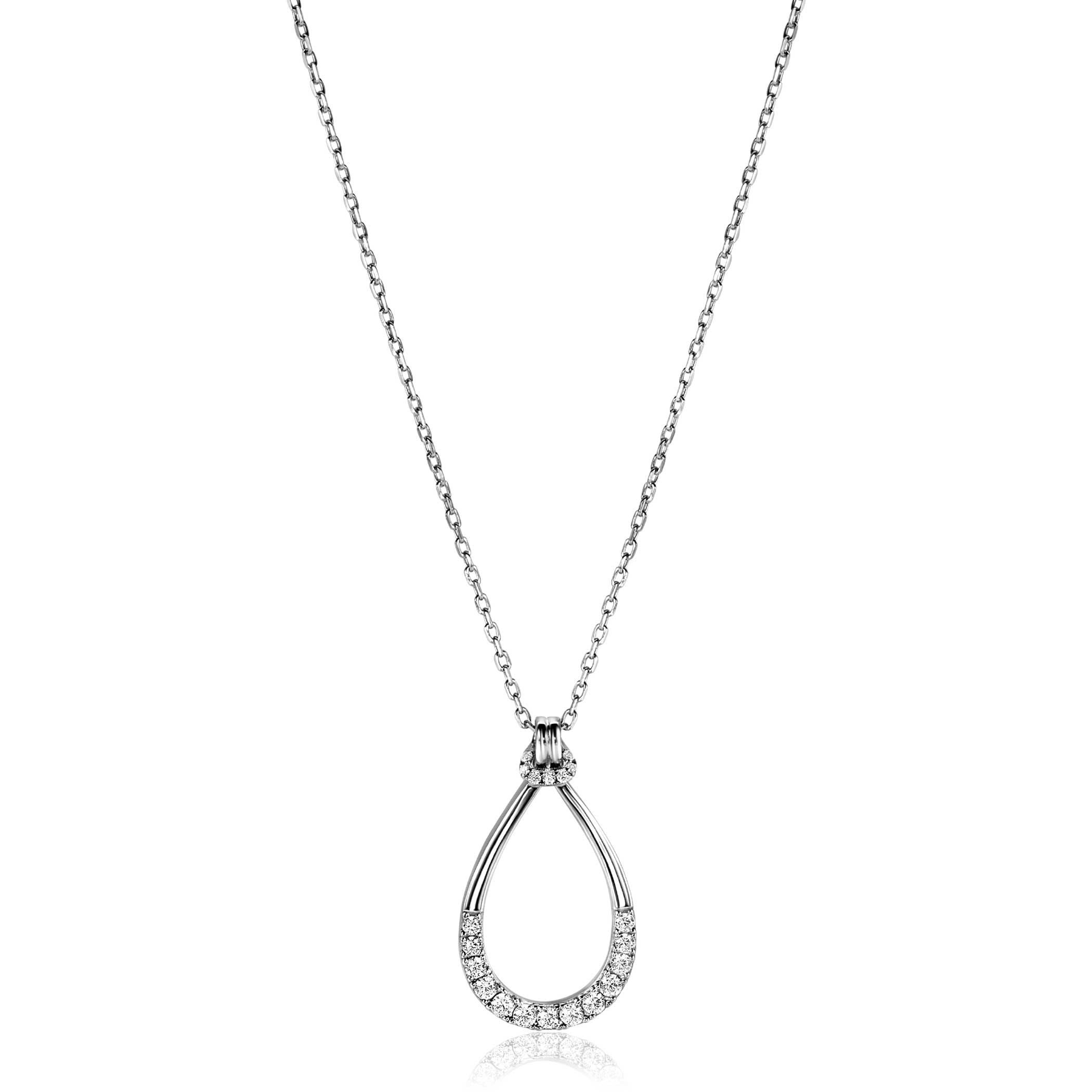 ZINZI Zilveren Ketting met Witte Zirkonia - ZIC2555