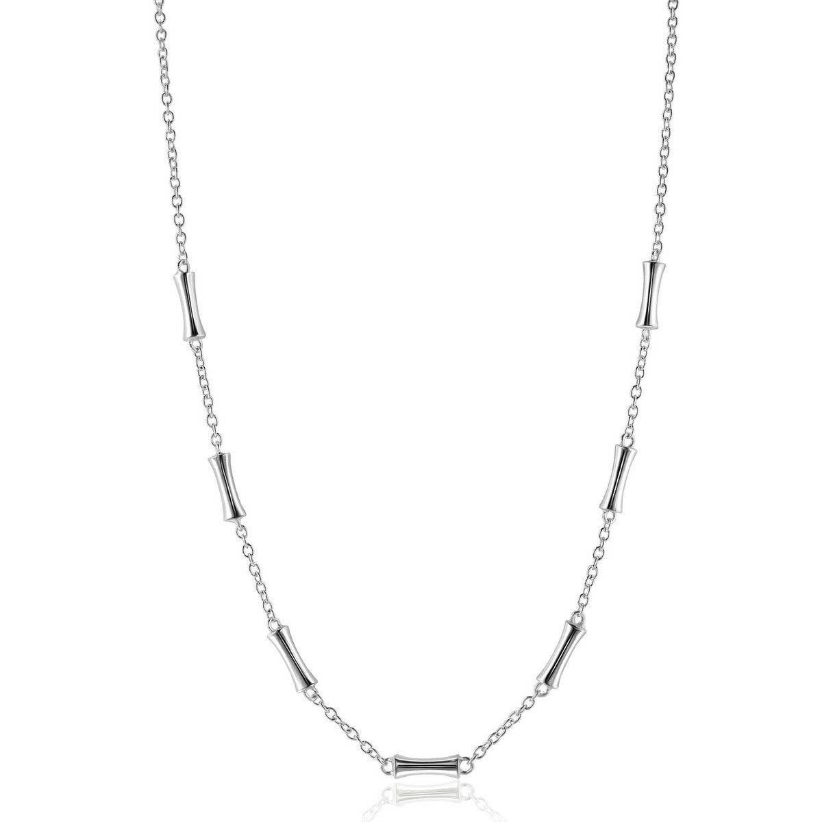 ZINZI zilveren schakel ketting met zeven gladde bamboe vormen 40-45m ZIC2577 - PansiteNederland.nl