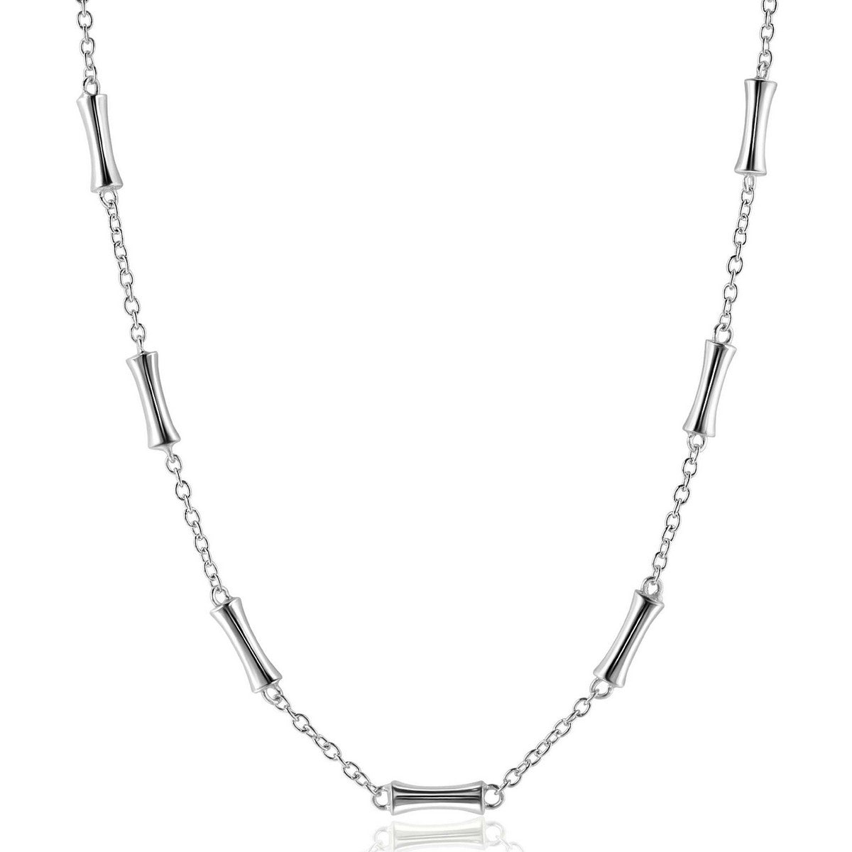 ZINZI zilveren schakel ketting met zeven gladde bamboe vormen 40-45m ZIC2577 - PansiteNederland.nl