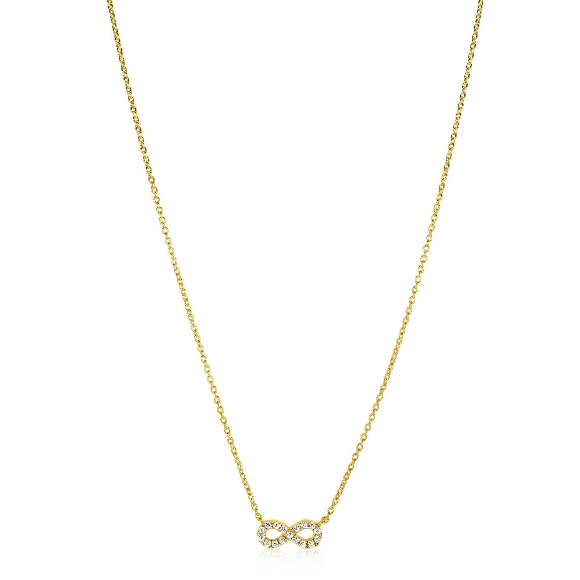 ZINZI gold plated zilveren ketting met Infinity teken, vol bezet met witte zirkonia's 42-45cm ZIC2597Y - PansiteNederland.nl
