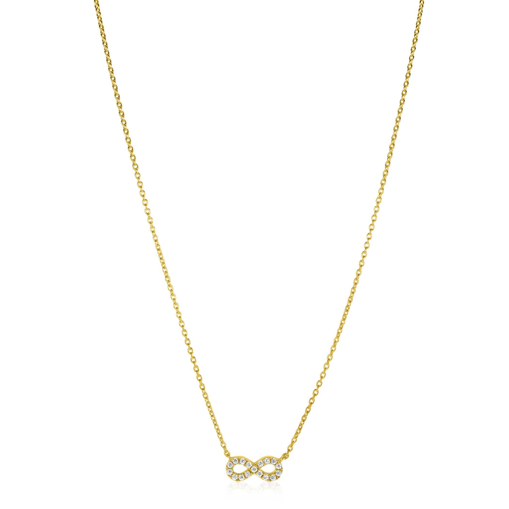 ZINZI Verguld Zilveren Ketting met Witte Zirkonia - ZIC2597Y