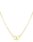 ZINZI gold plated zilveren ketting met paperclip-schakels, waarbij in het midden twee druppelvormen mooi met elkaar verbonden zijn 42-45cm ZIC2634