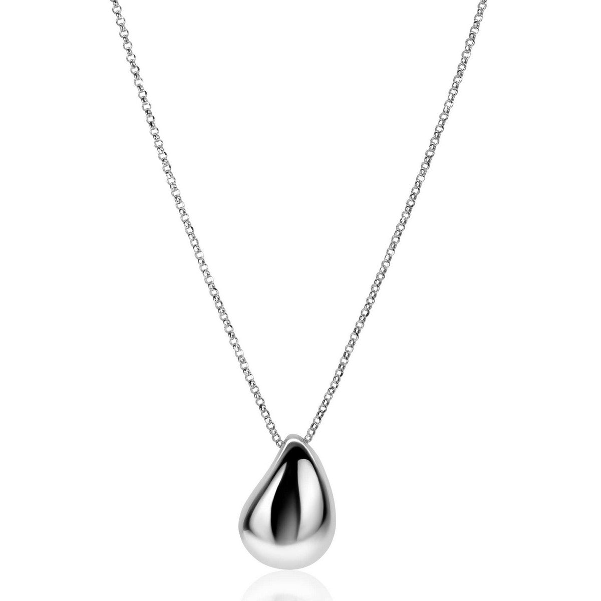 ZINZI zilveren jasseron ketting 45cm met luxe grote druppelvormige hanger (24mm) ZIC2637 - PansiteNederland.nl