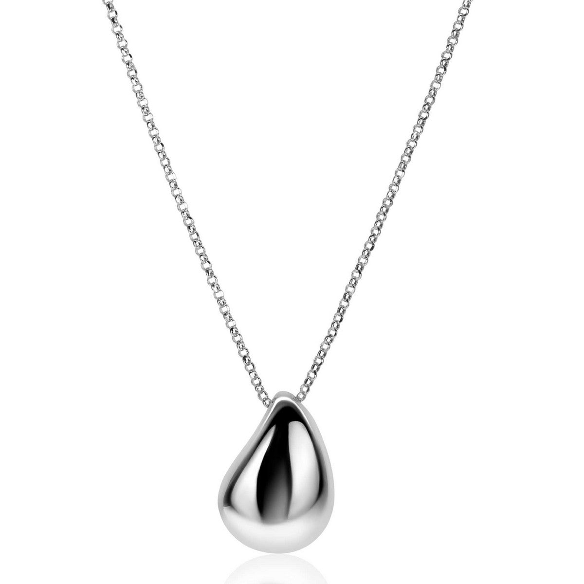 ZINZI zilveren jasseron ketting 45cm met luxe grote druppelvormige hanger (24mm) ZIC2637 - PansiteNederland.nl