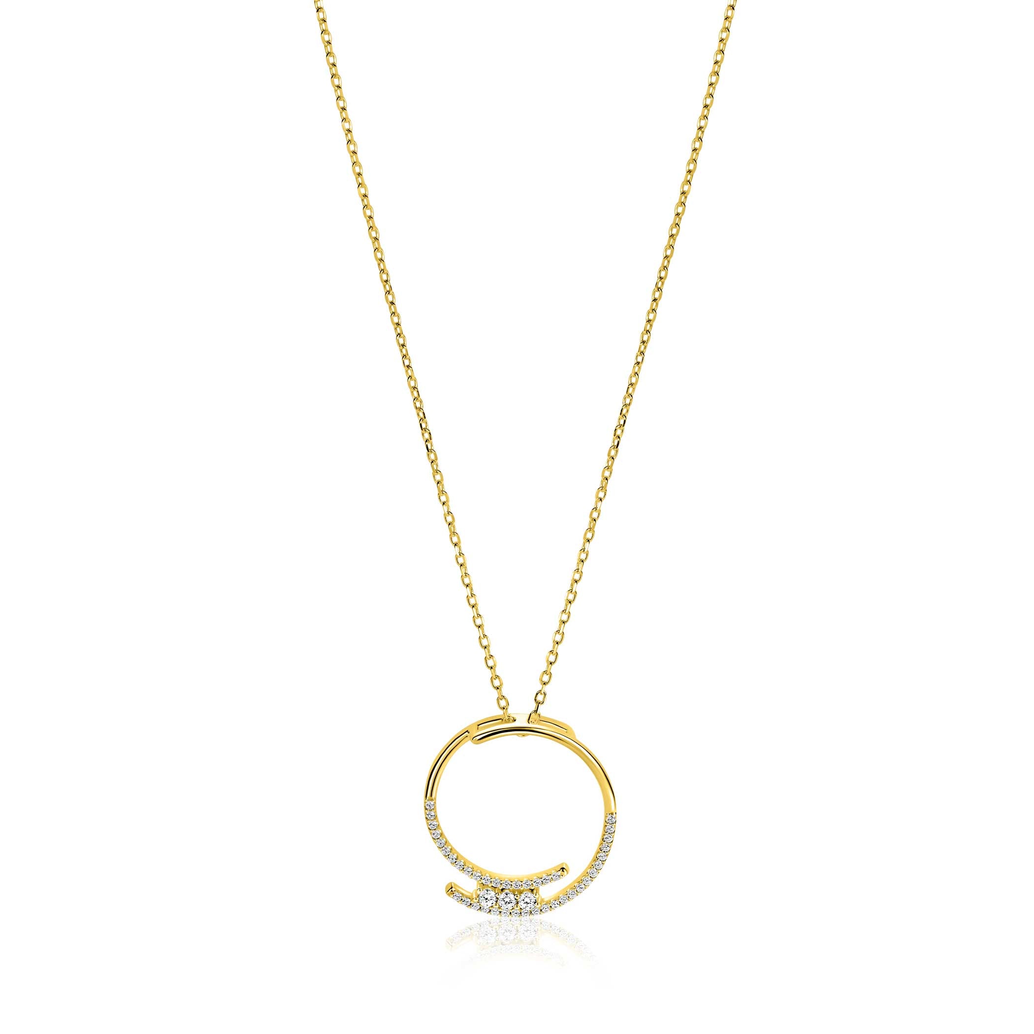 ZINZI Verguld Zilveren Ketting met Witte Zirkonia - ZIC2645Y