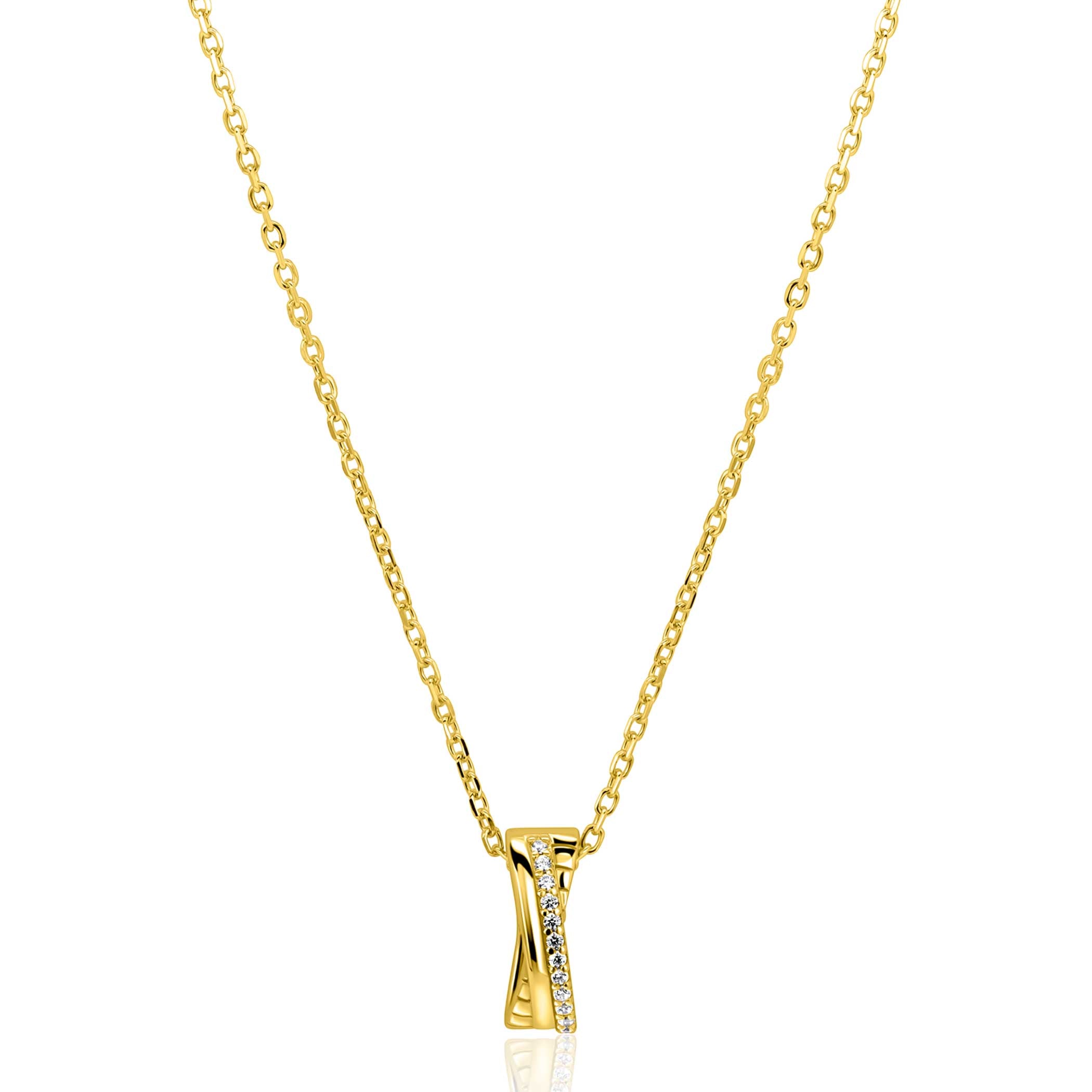 ZINZI Verguld Zilveren Ketting met Witte Zirkonia - ZIC2801