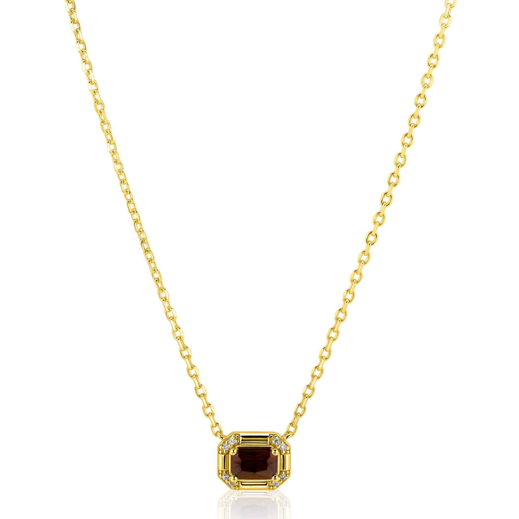 ZINZI Verguld Zilveren Ketting met Bruine Zirkonia - ZIC2803