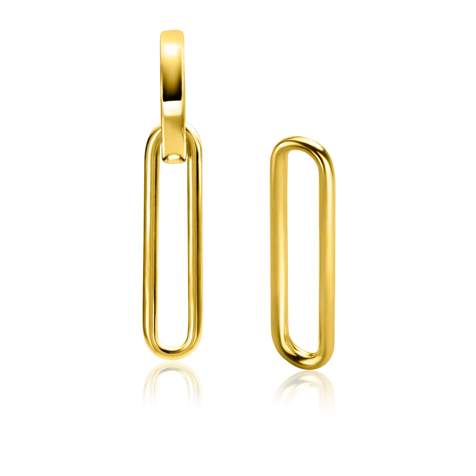 Zinzi Gold Plated Zilveren Oorbedels Paperclip Glad 28mm - ZICH2416G (zonder oorringen), exclusief en kwalitatief hoogwaardig. Ontdek nu!