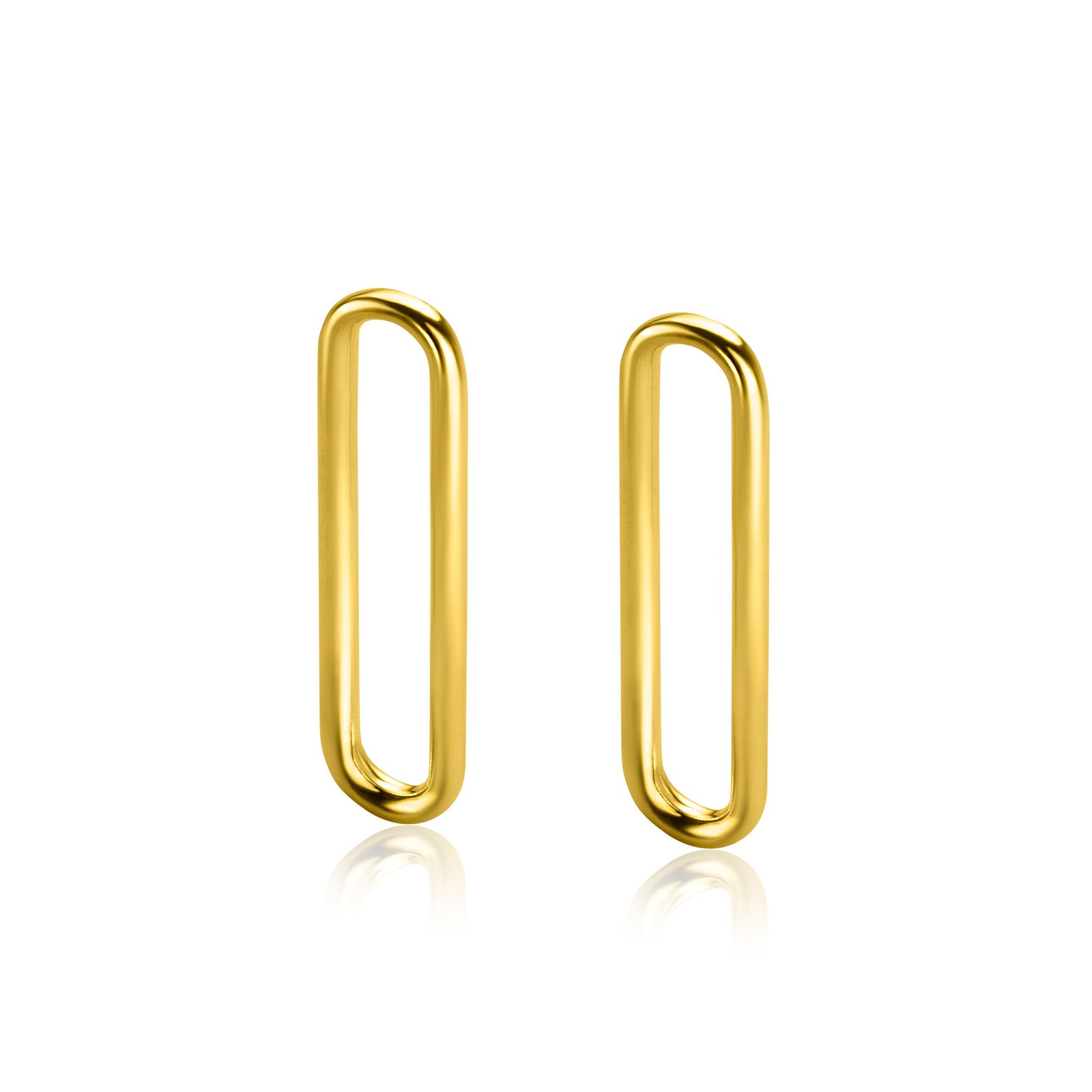 Zinzi Gold Plated Zilveren Oorbedels Paperclip Glad 28mm - ZICH2416G (zonder oorringen), exclusief en kwalitatief hoogwaardig. Ontdek nu!